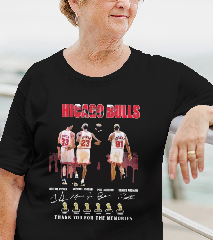 Chicago Bulls Scottie Pippen Michael Jordan Phil Jackson Dennis Rodman Thank You For The Memories T-Shirt