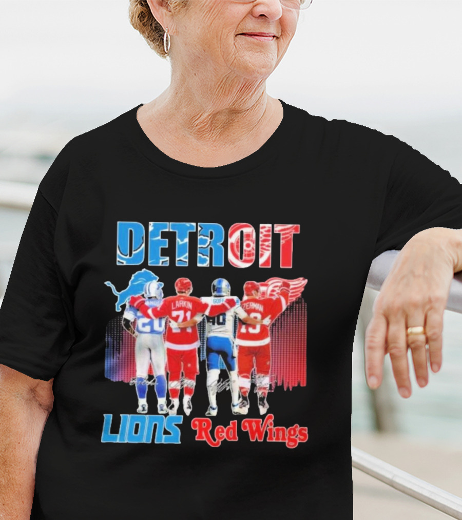 Detroit Lions Red Wings Legends Larkin Goff Yzerman T-Shirt