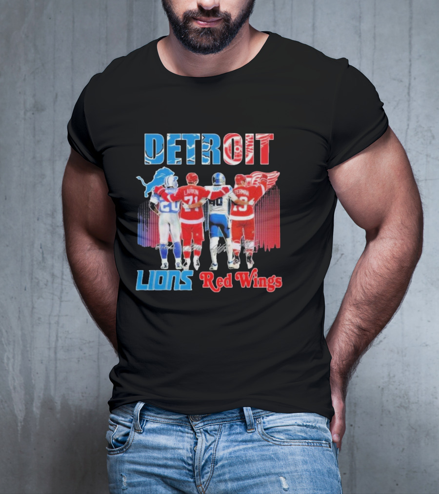 Detroit Lions Red Wings Legends Larkin Goff Yzerman T-Shirt