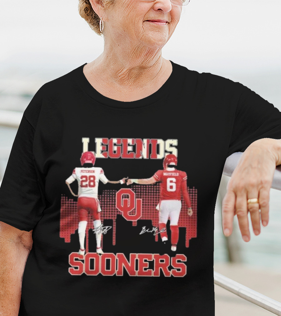 Legends Sooners Oklahoma Adrian Peterson Baker Mayfield T-Shirt