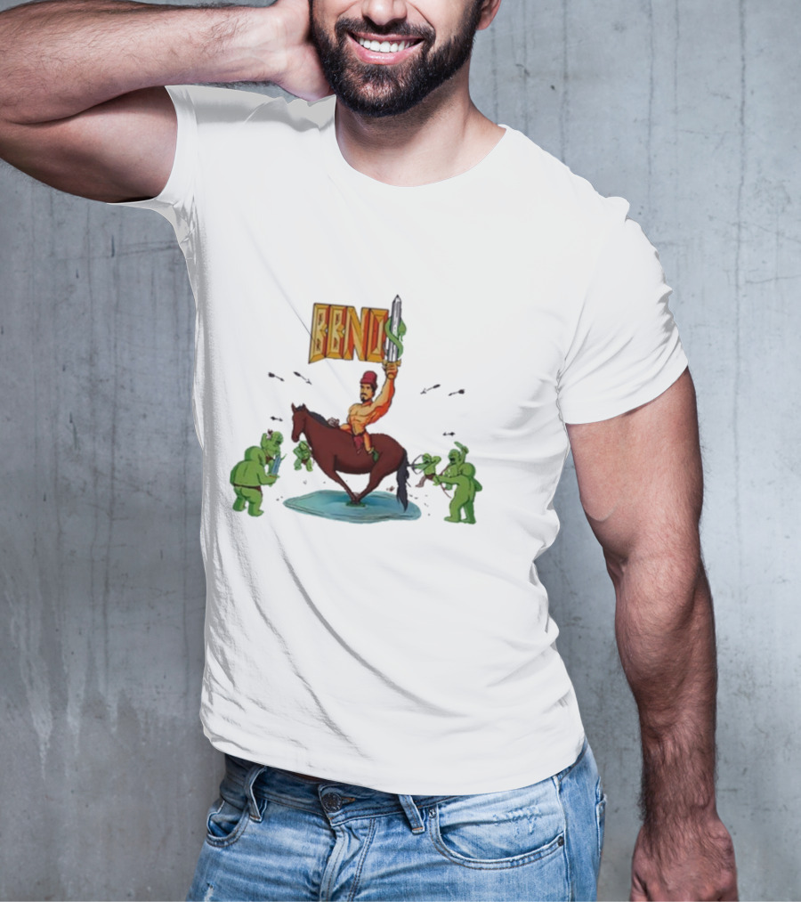 BBNo$ Sword Riding Horse Surrounded By Green Creatures T-Shirt