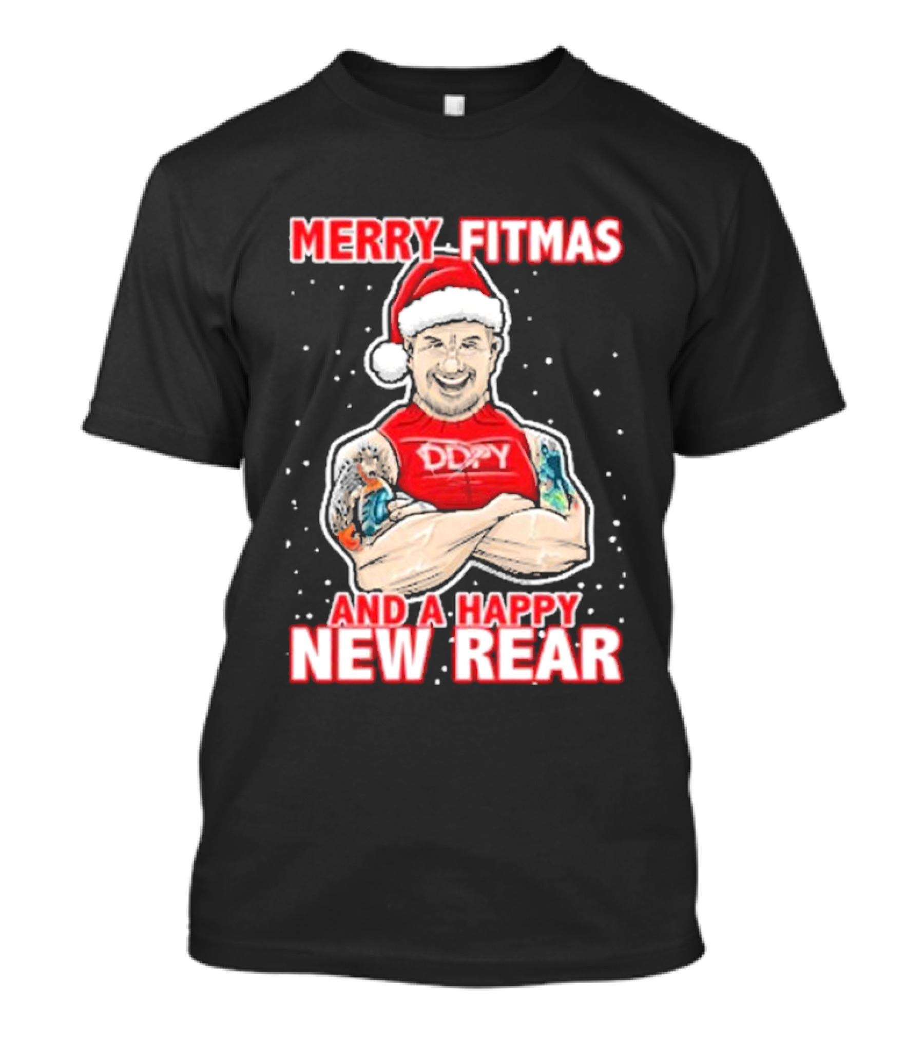 Merry Fitmas And A Happy New Rear DDPY Santa Hat Tattoos T-Shirt