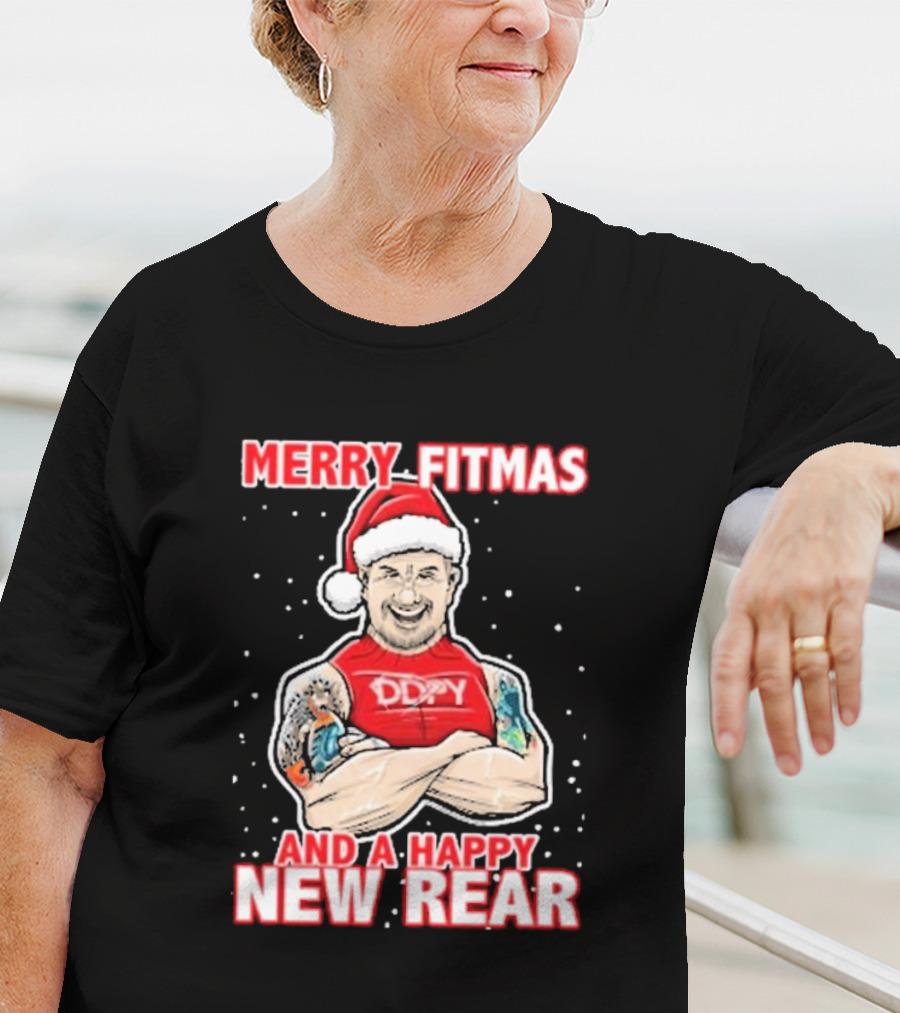 Merry Fitmas And A Happy New Rear DDPY Santa Hat Tattoos T-Shirt