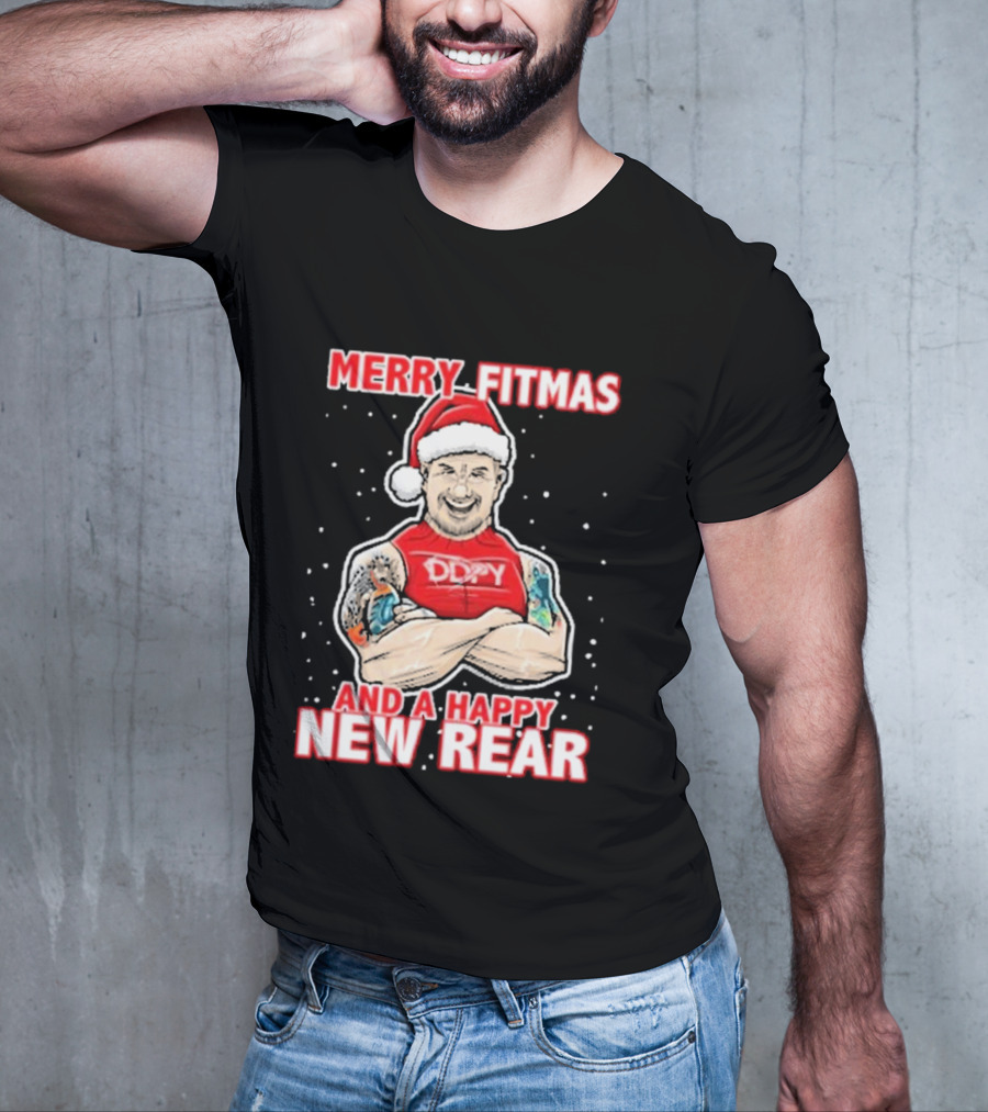 Merry Fitmas And A Happy New Rear DDPY Santa Hat Tattoos T-Shirt