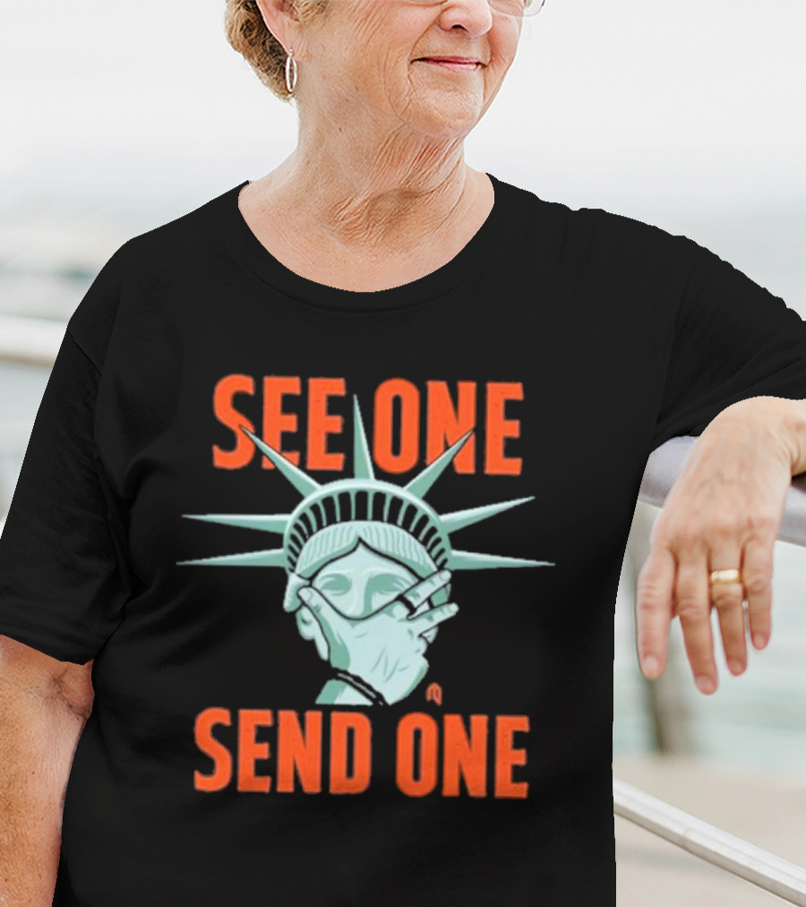 See One Send One Statue Of Liberty Covering Eyes T-Shirt