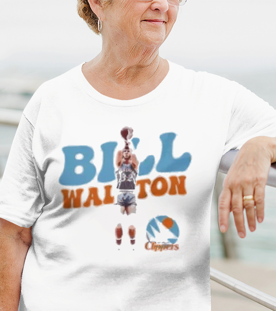 Bill Walton San Diego Clippers Basketball 70s Retro Style Logo And Player Action T-Shirt