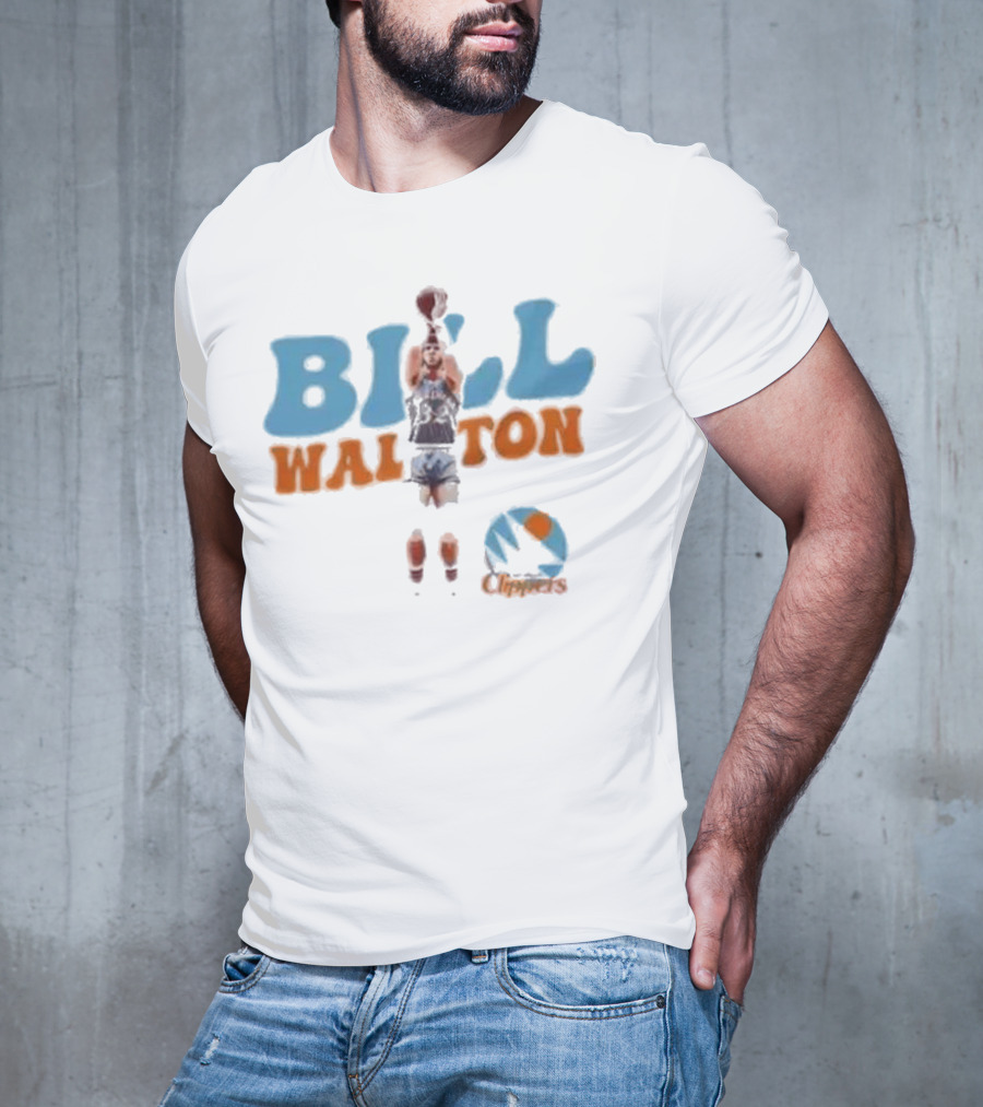 Bill Walton San Diego Clippers Basketball 70s Retro Style Logo And Player Action T-Shirt