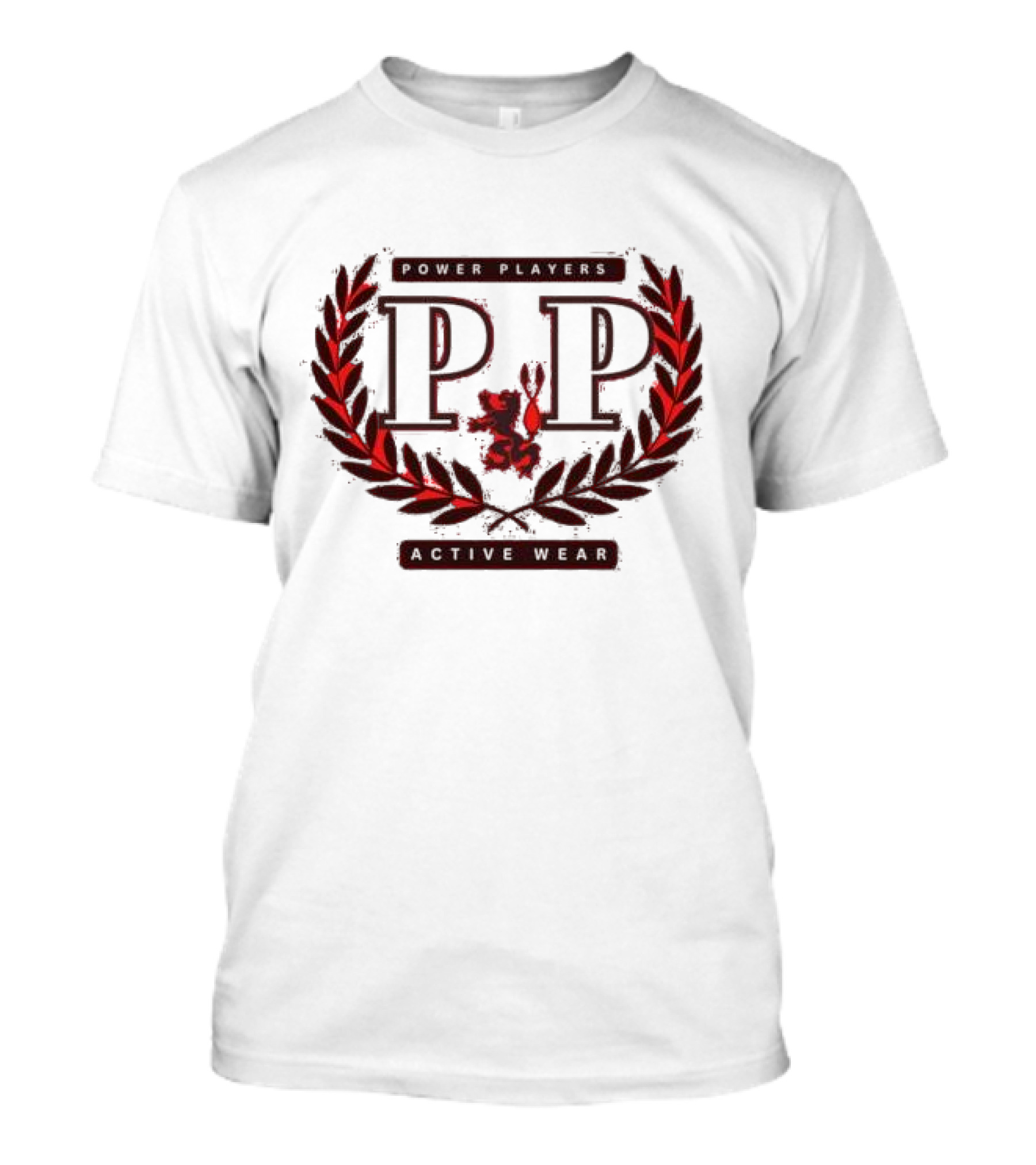 Power Players Active Wear PP Laurels Lion Emblem T-Shirt