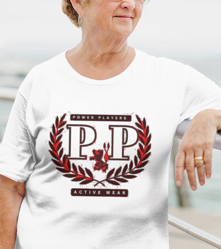 Power Players Active Wear PP Laurels Lion Emblem T-Shirt