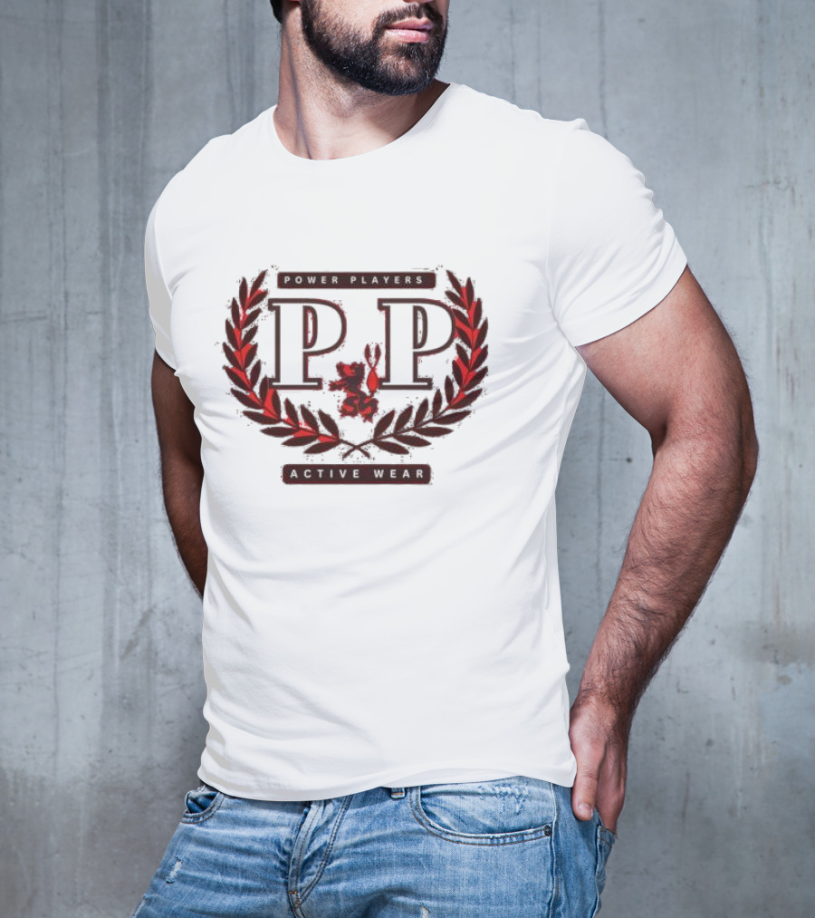 Power Players Active Wear PP Laurels Lion Emblem T-Shirt