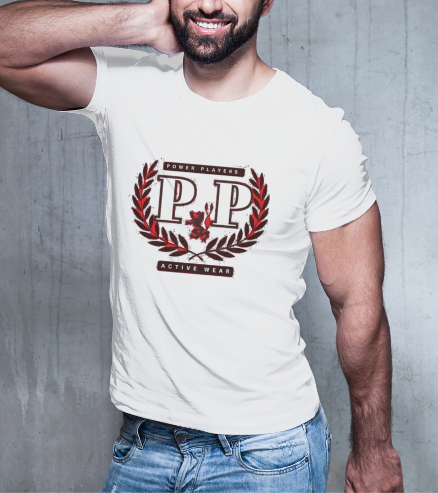 Power Players Active Wear PP Laurels Lion Emblem T-Shirt