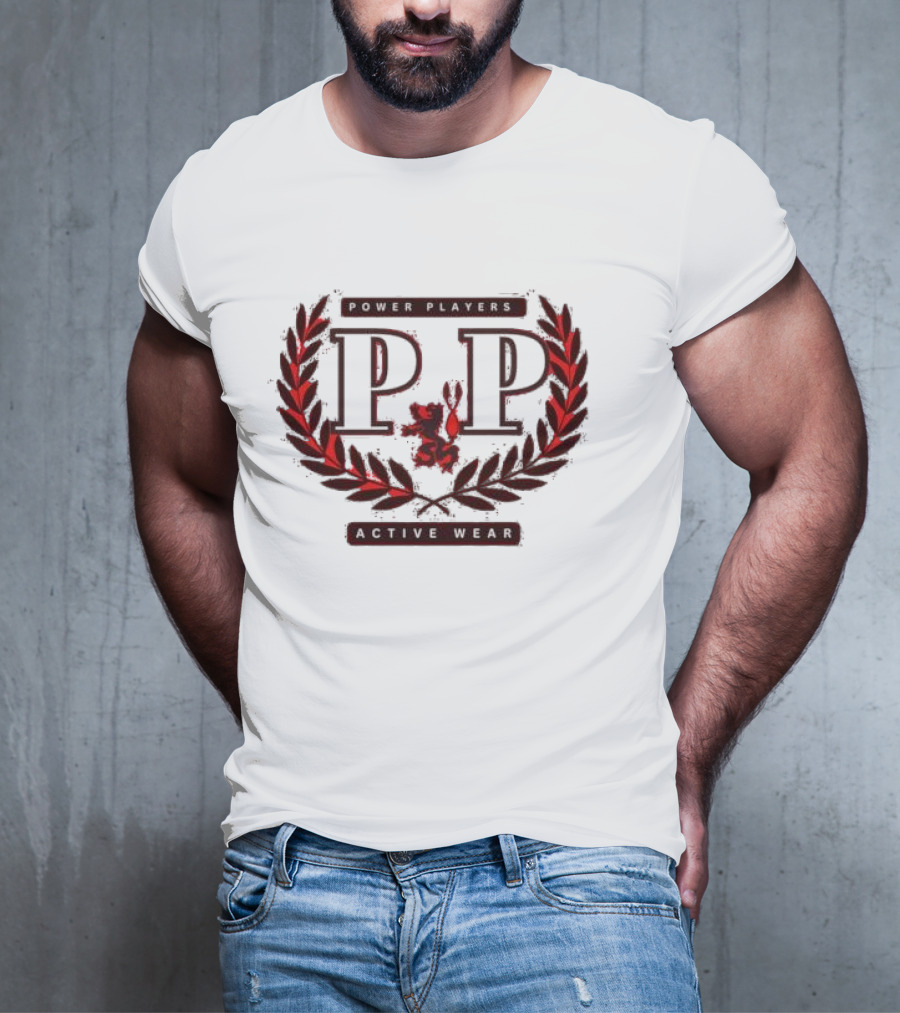 Power Players Active Wear PP Laurels Lion Emblem T-Shirt