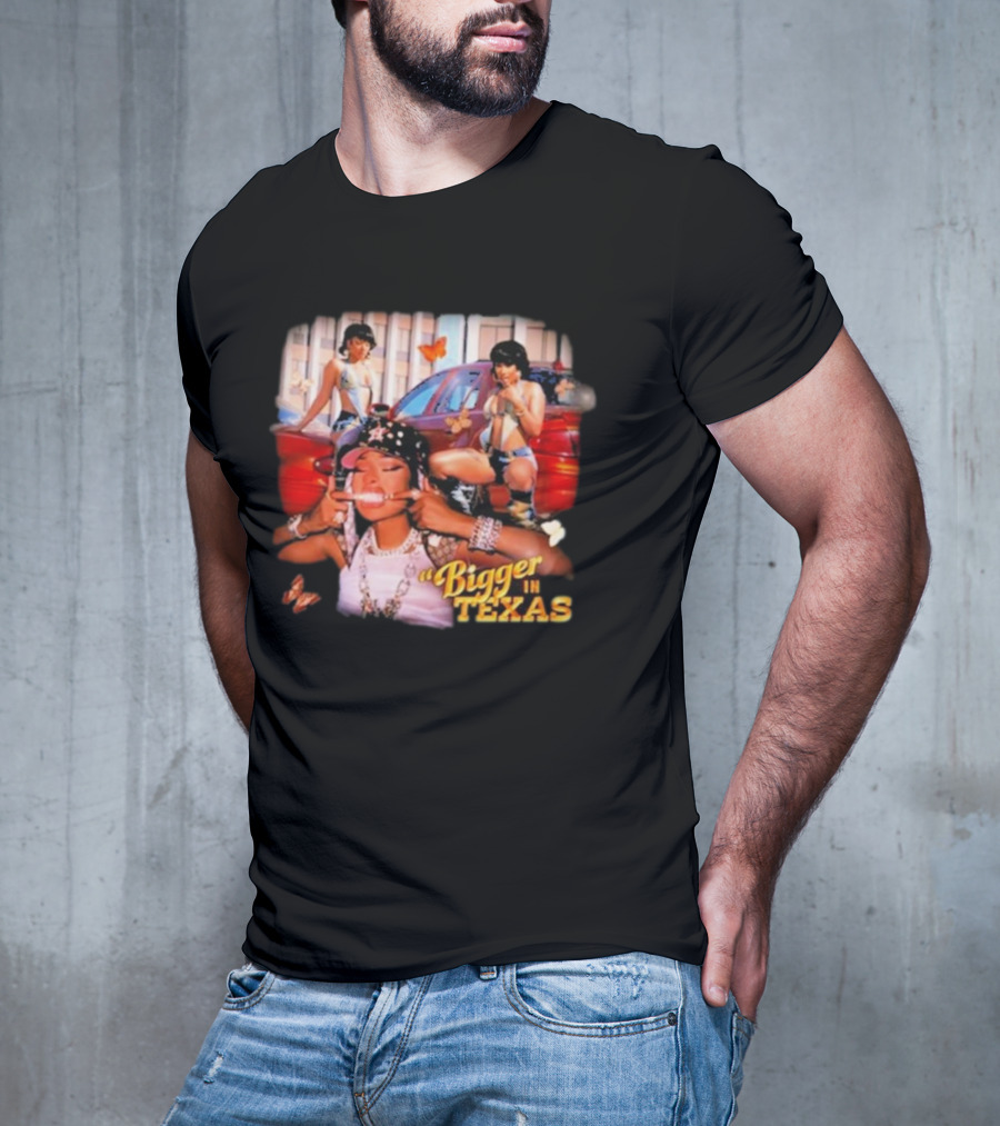 Bigger In Texas Retro Car And Girls T-Shirt