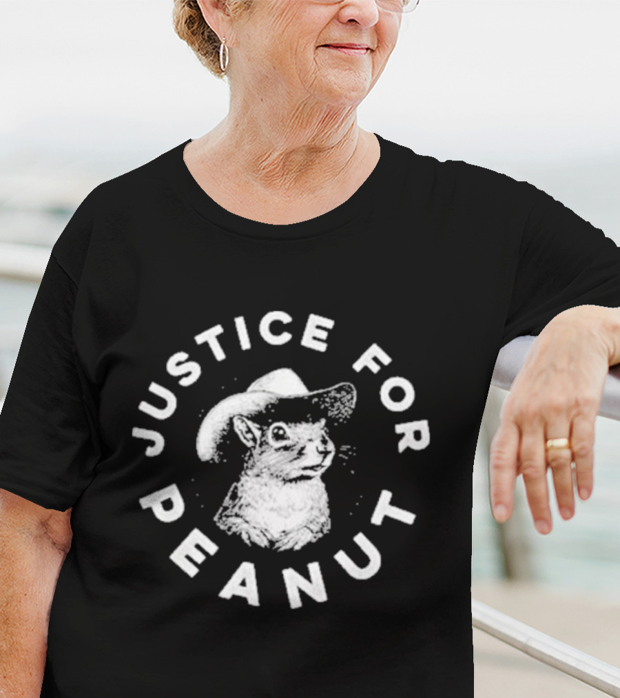 Squirrel Cowboy Justice For Peanut Iconic Text Circle T-Shirt