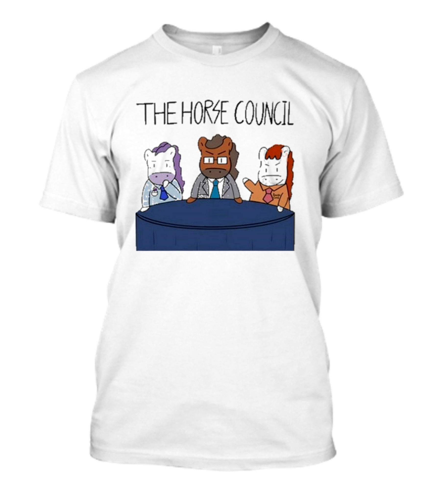 Jimothy Cool The Horse Council Cartoon Panel Meeting T-Shirt