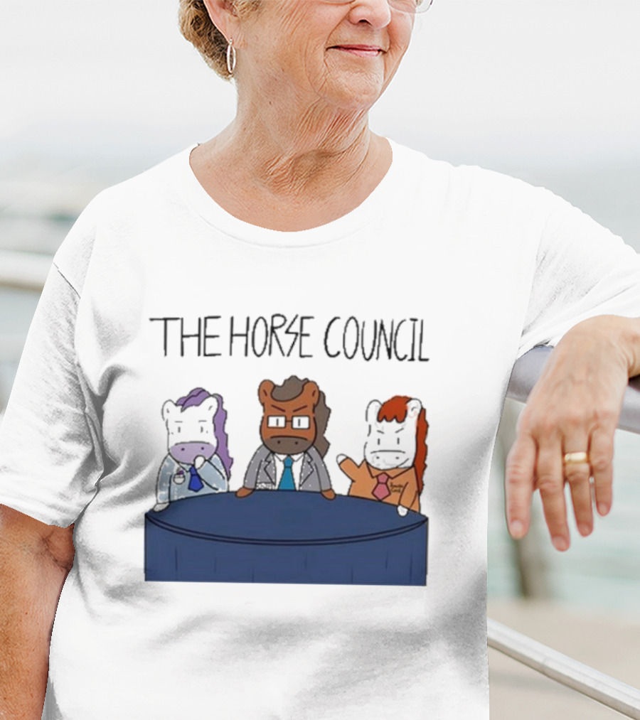 Jimothy Cool The Horse Council Cartoon Panel Meeting T-Shirt