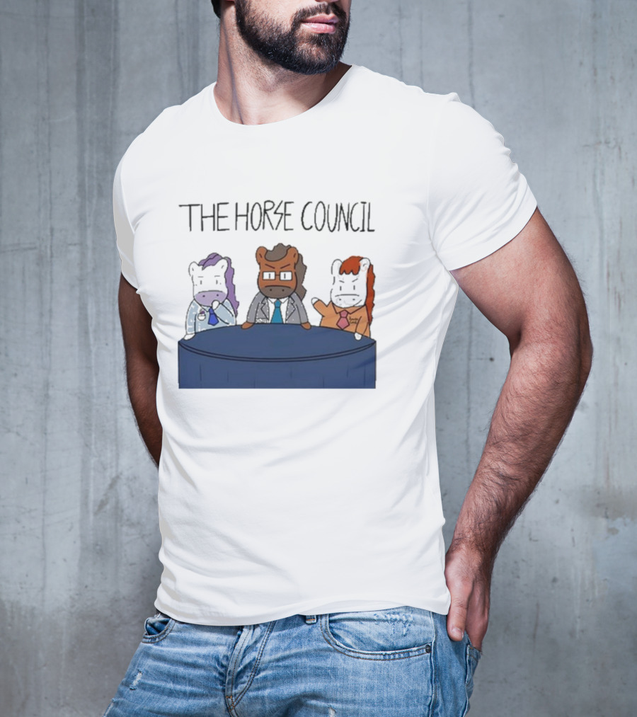 Jimothy Cool The Horse Council Cartoon Panel Meeting T-Shirt
