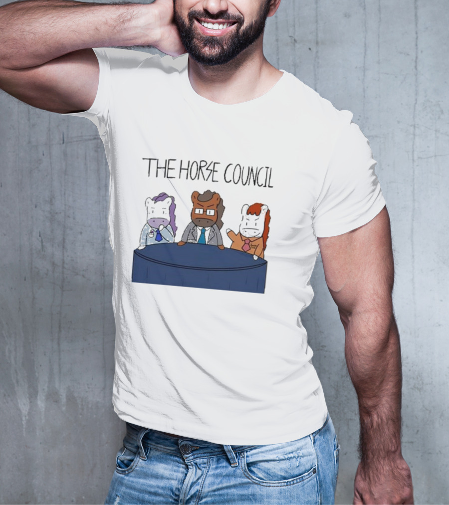 Jimothy Cool The Horse Council Cartoon Panel Meeting T-Shirt