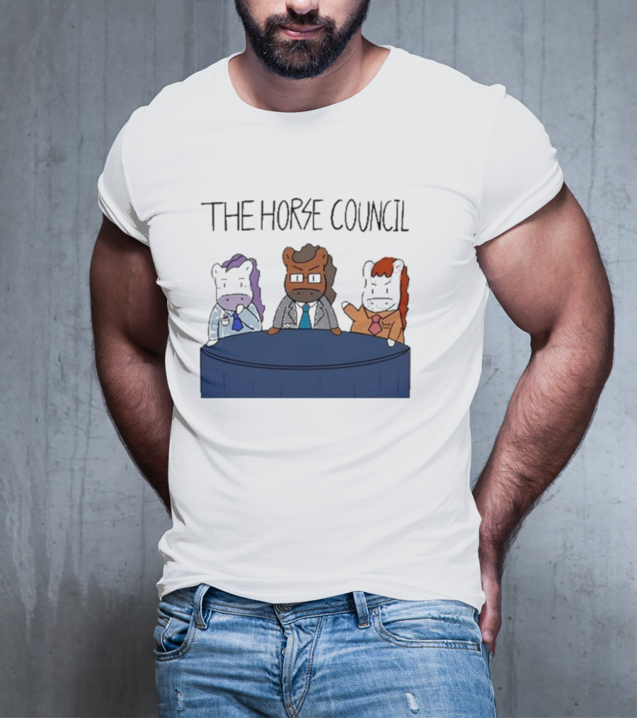 Jimothy Cool The Horse Council Cartoon Panel Meeting T-Shirt