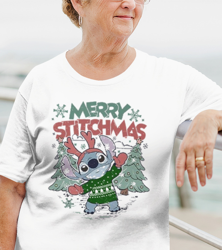 Merry Stitchmas Lilo And Stitch Christmas Holiday T-Shirt