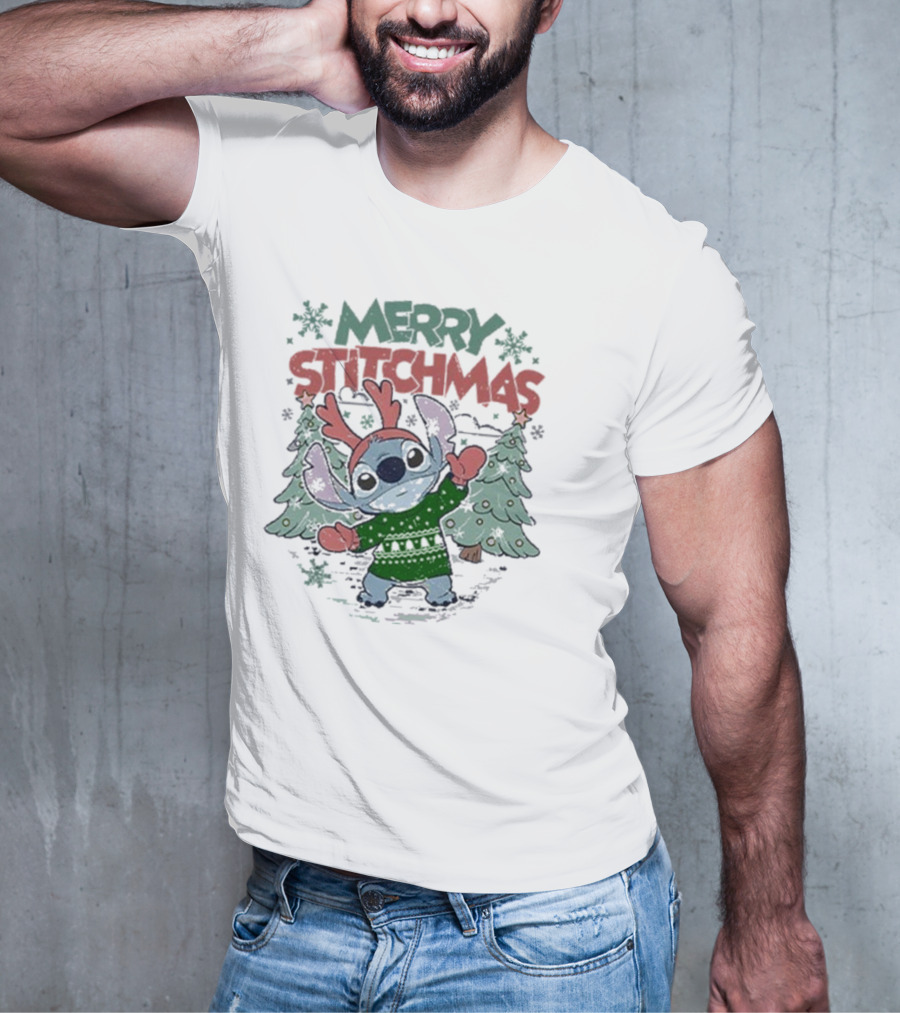 Merry Stitchmas Lilo And Stitch Christmas Holiday T-Shirt