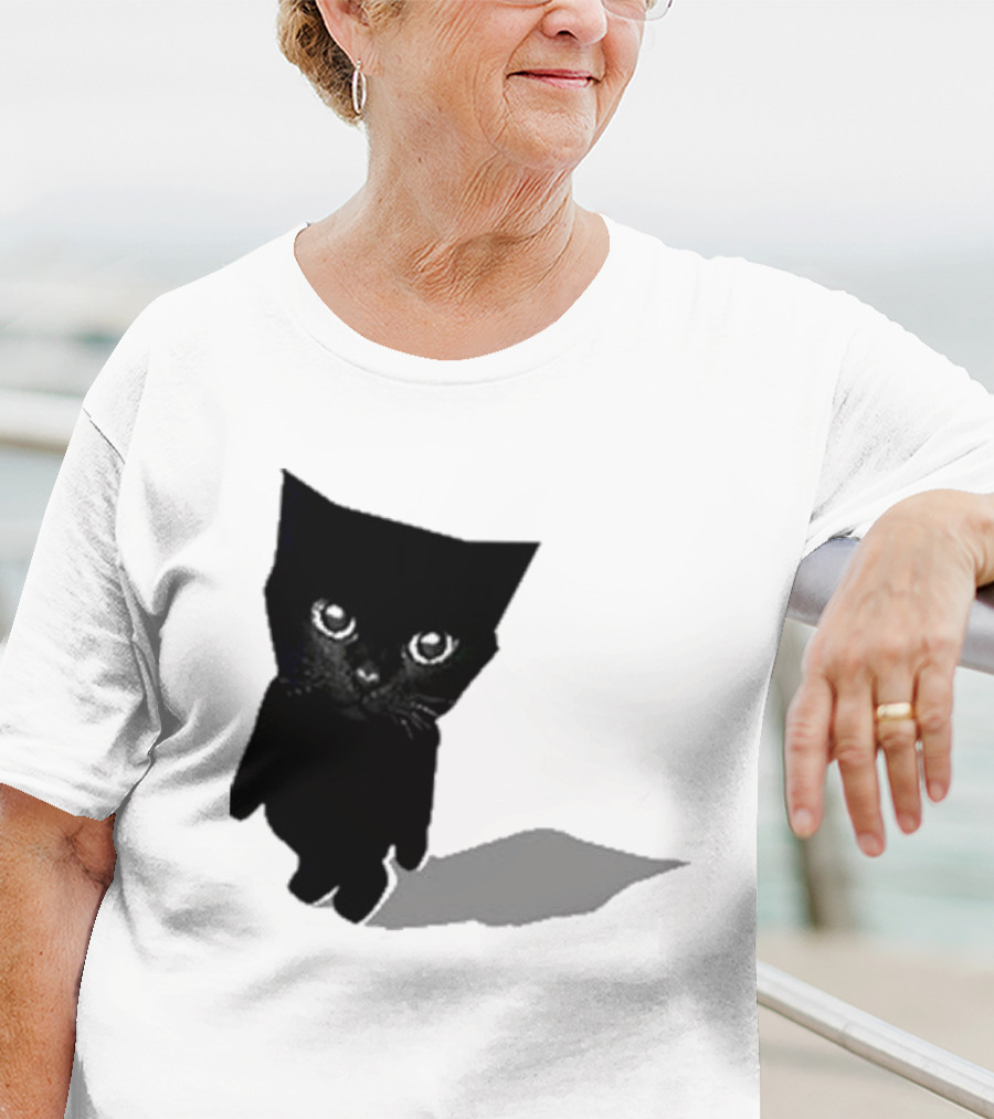 Sluj Art Bro Cute Black Cat Pixelated T-Shirt