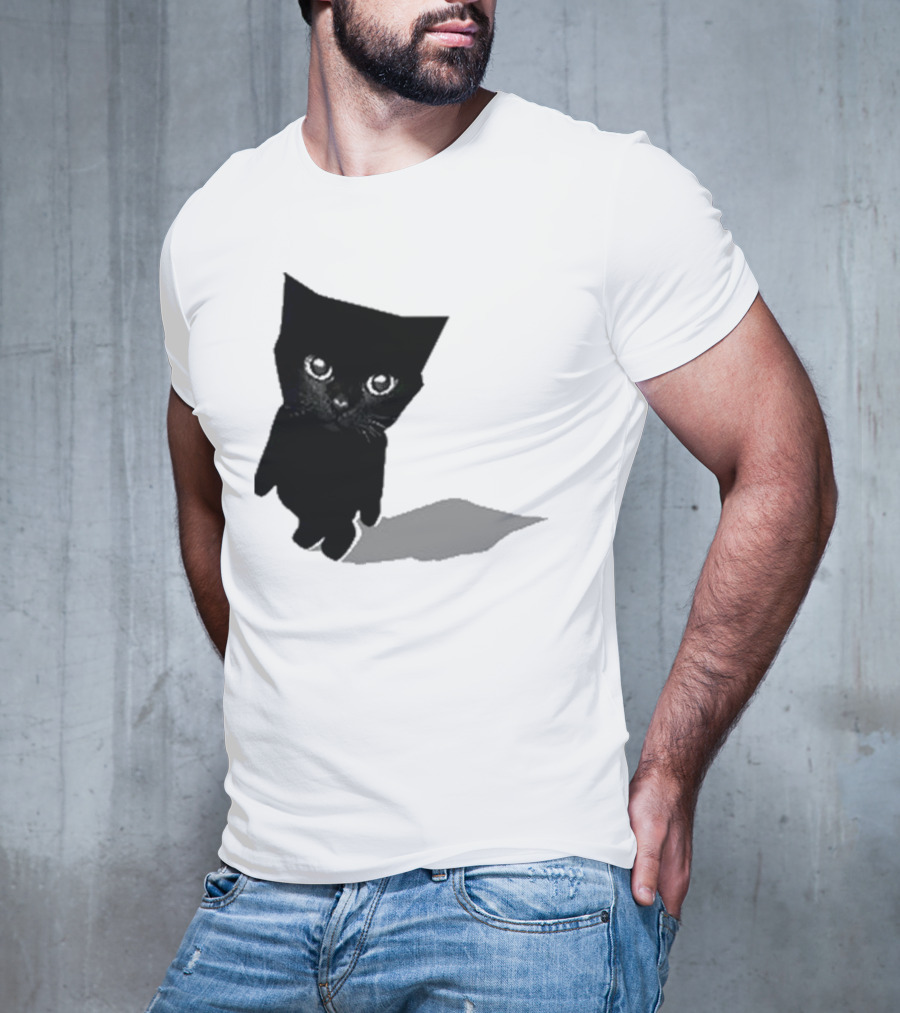 Sluj Art Bro Cute Black Cat Pixelated T-Shirt