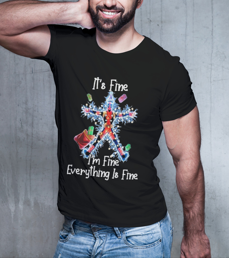 Deadpool Christmas It's Fine I'm Fine Everything Is Fine Light String Snowflake T-Shirt