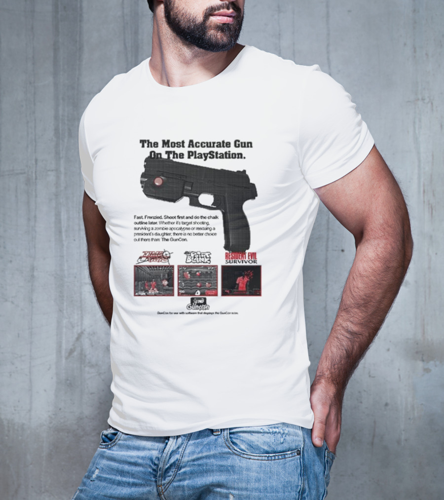 The Most Accurate Gun On The PlayStation Resident Evil Survivor Point Blank GunCon T-Shirt