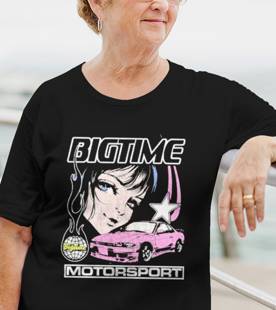 BIGTIME Motorsport Anime Car Girl Star T-Shirt