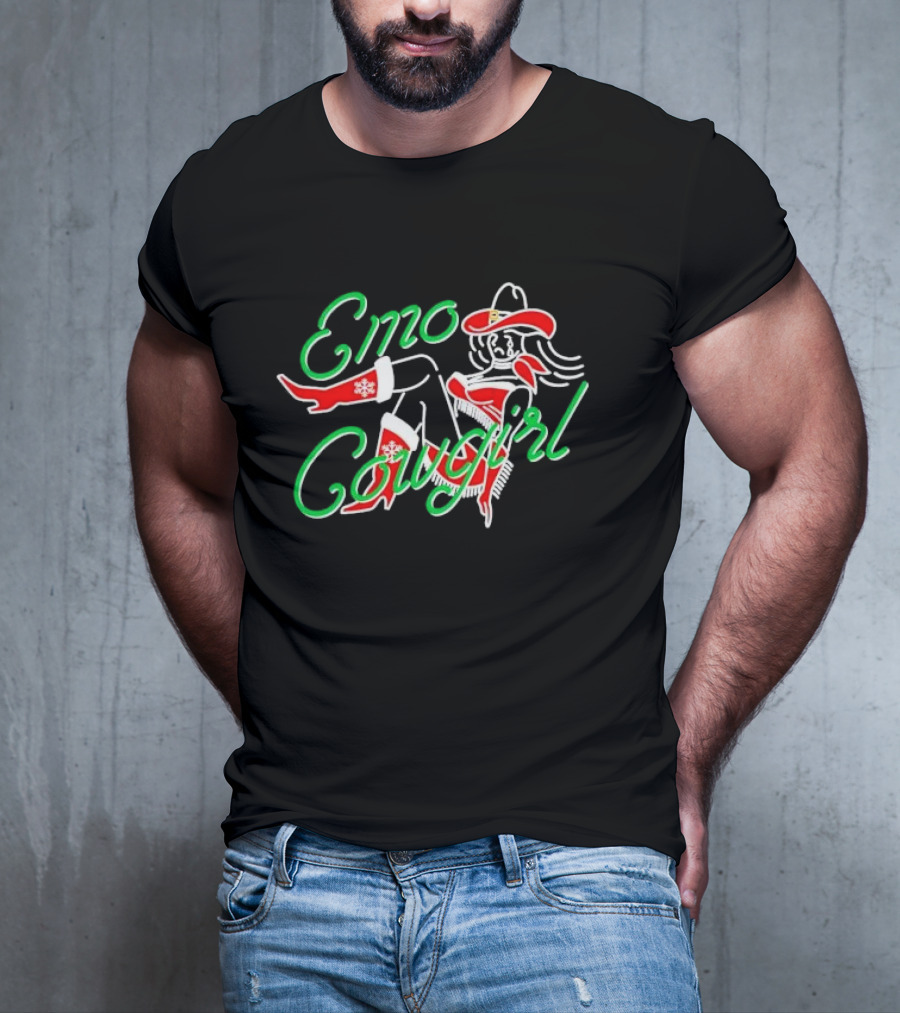 Emo Cowgirl Christmas Holiday T-Shirt