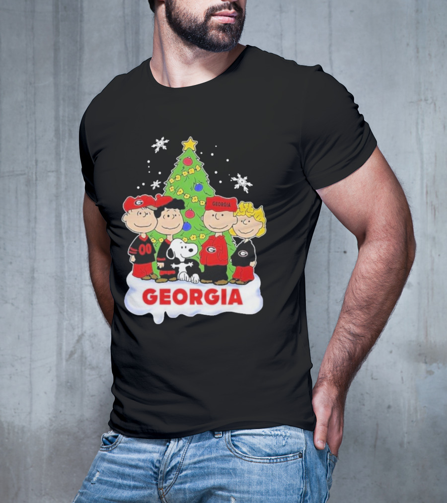 Georgia Bulldogs Snoopy And Friends Christmas T-Shirt