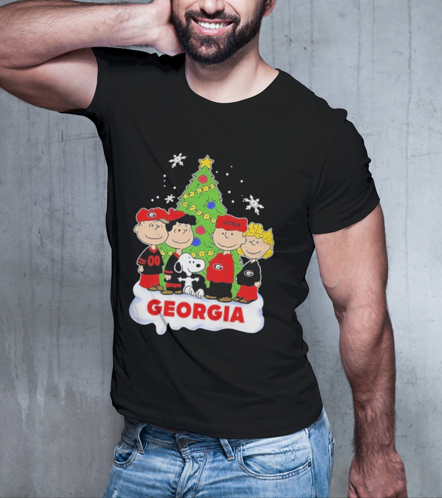 Georgia Bulldogs Snoopy And Friends Christmas T-Shirt