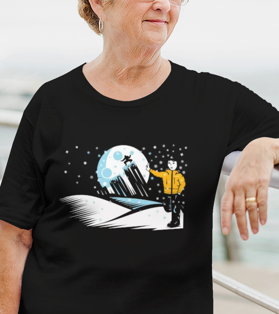 Winter Outdoors Daft Laddie Moon Snow Night Adventure T-Shirt