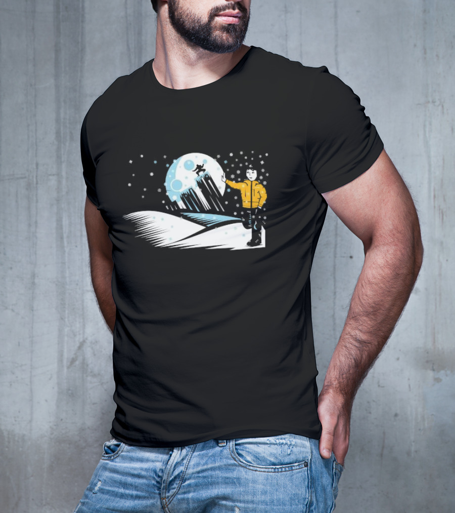 Winter Outdoors Daft Laddie Moon Snow Night Adventure T-Shirt