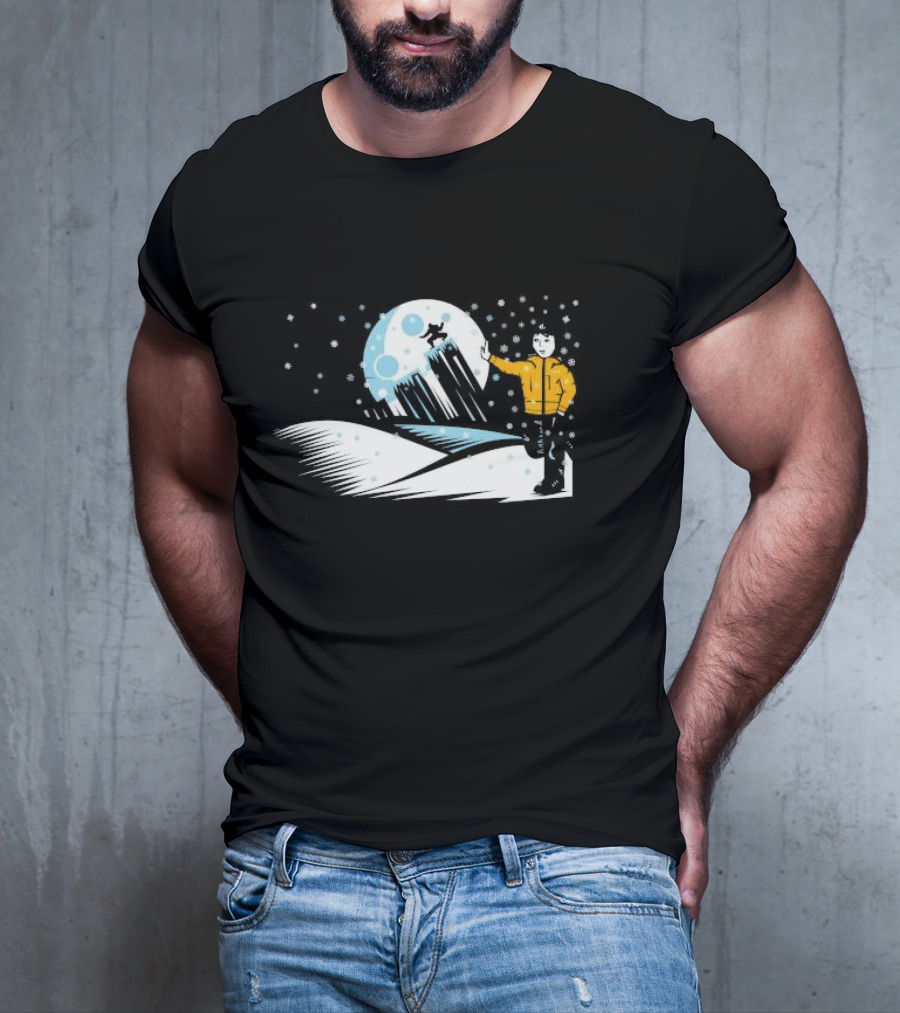 Winter Outdoors Daft Laddie Moon Snow Night Adventure T-Shirt