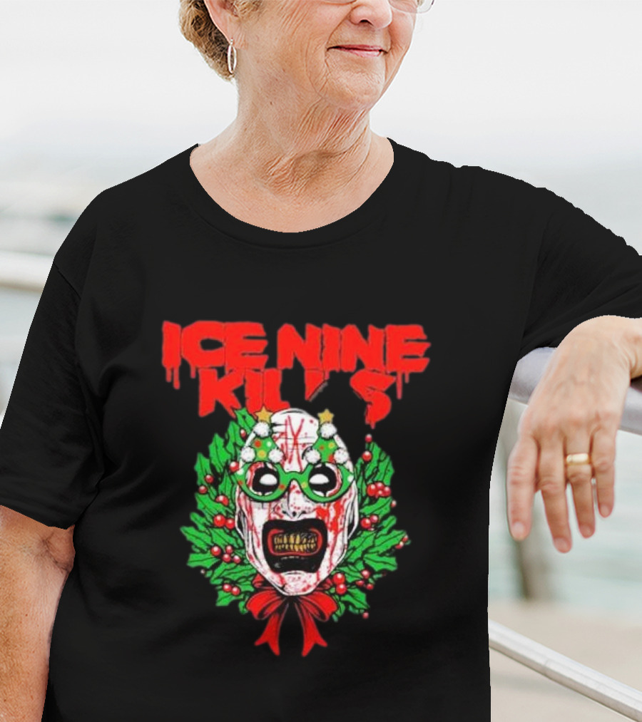 Ice Nine Kills Horror Christmas Wreath Mask T-Shirt