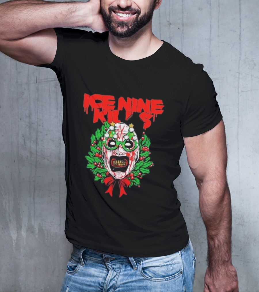 Ice Nine Kills Horror Christmas Wreath Mask T-Shirt