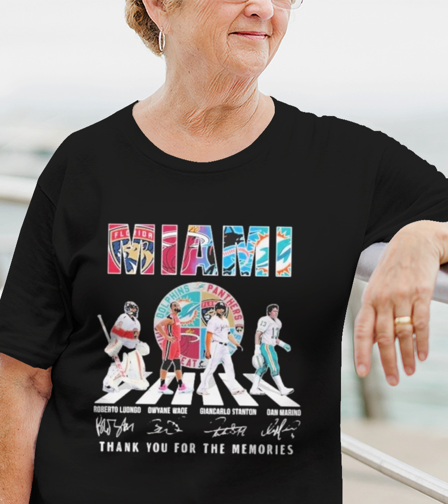 Miami Dolphins Panthers Heat Marlins Marino Luongo Wade Stanton Thank You For The Memories T-Shirt
