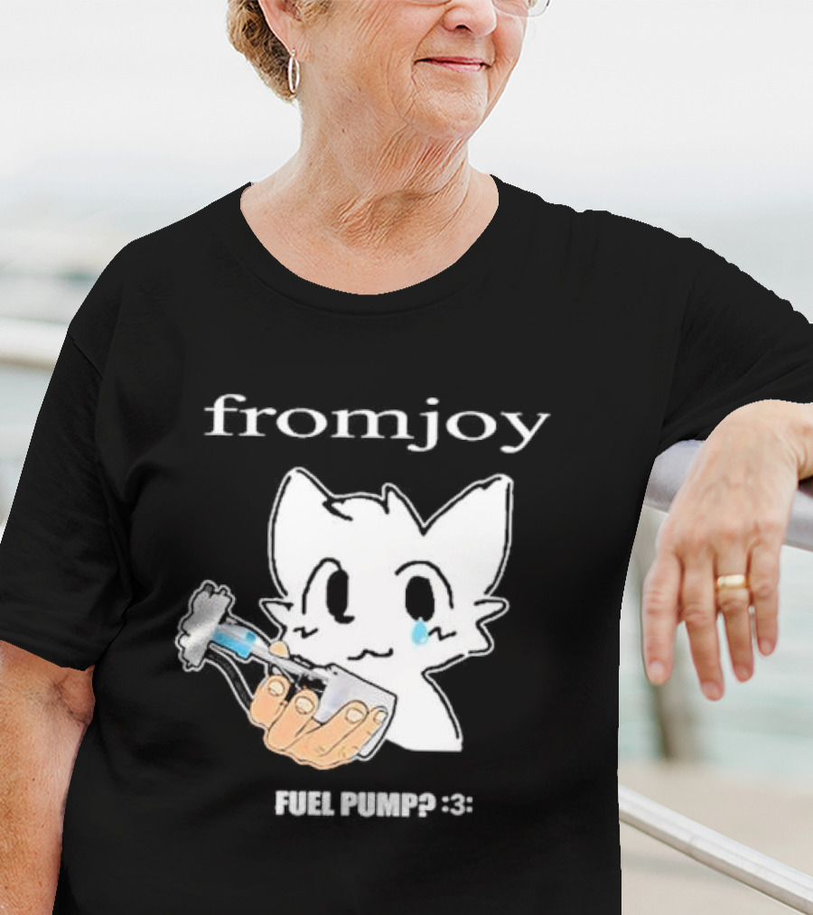 Fromjoy Fuel Pump Cute Cartoon With Tearful Cat Face T-Shirt