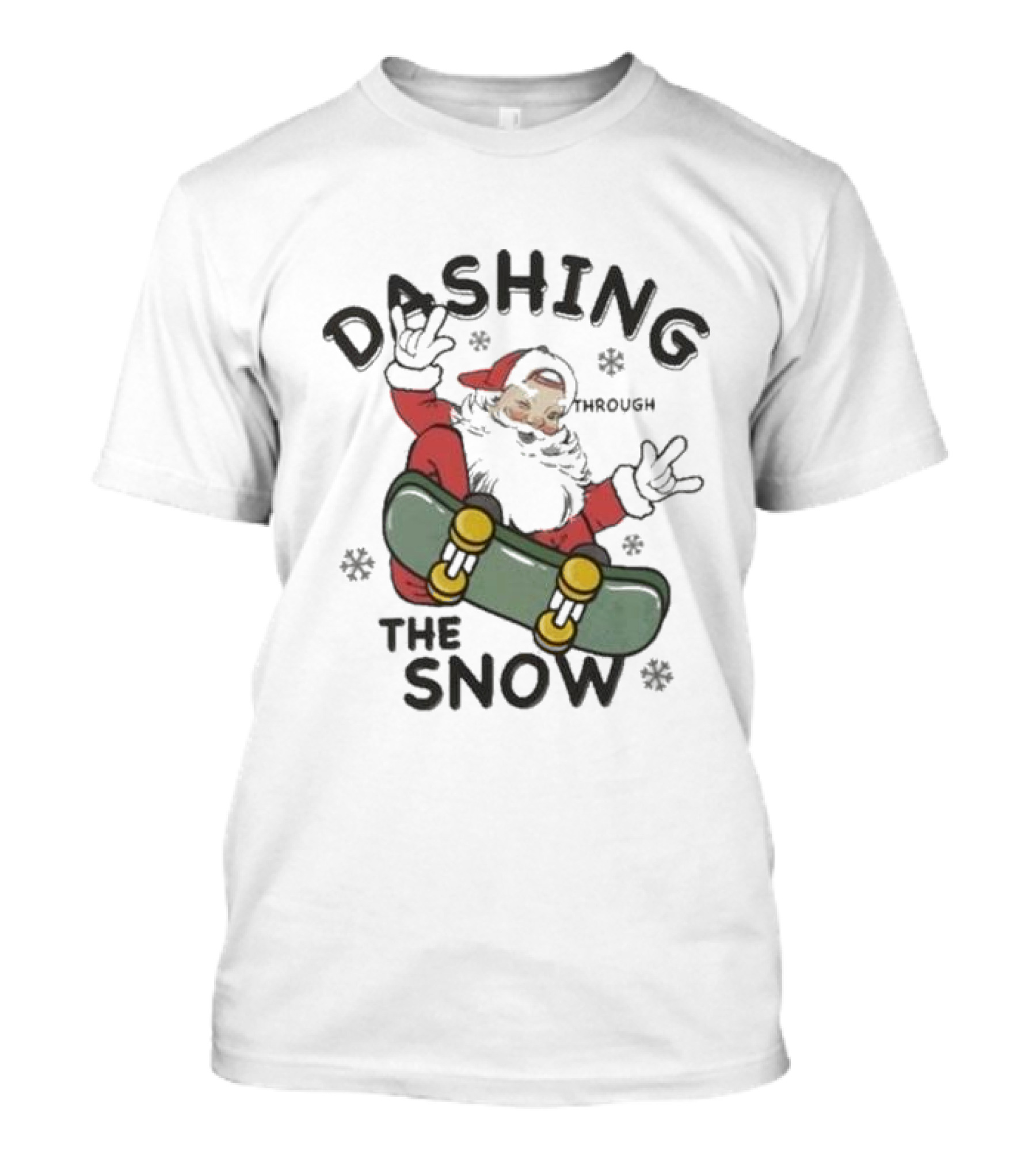 Santa Dashing Through The Snow On Snowboard Christmas T-Shirt