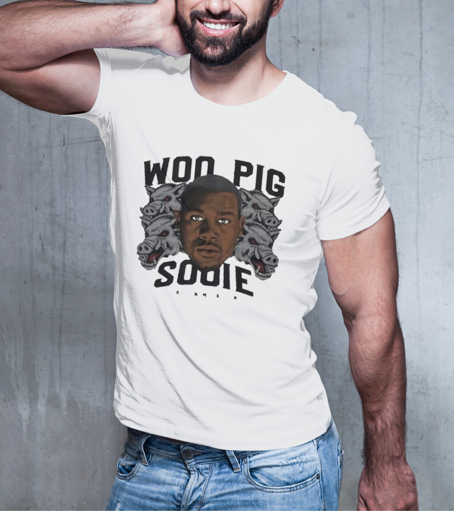 Woo Pig Sooie Darren McFadden Portrait With Razorback Heads T-Shirt