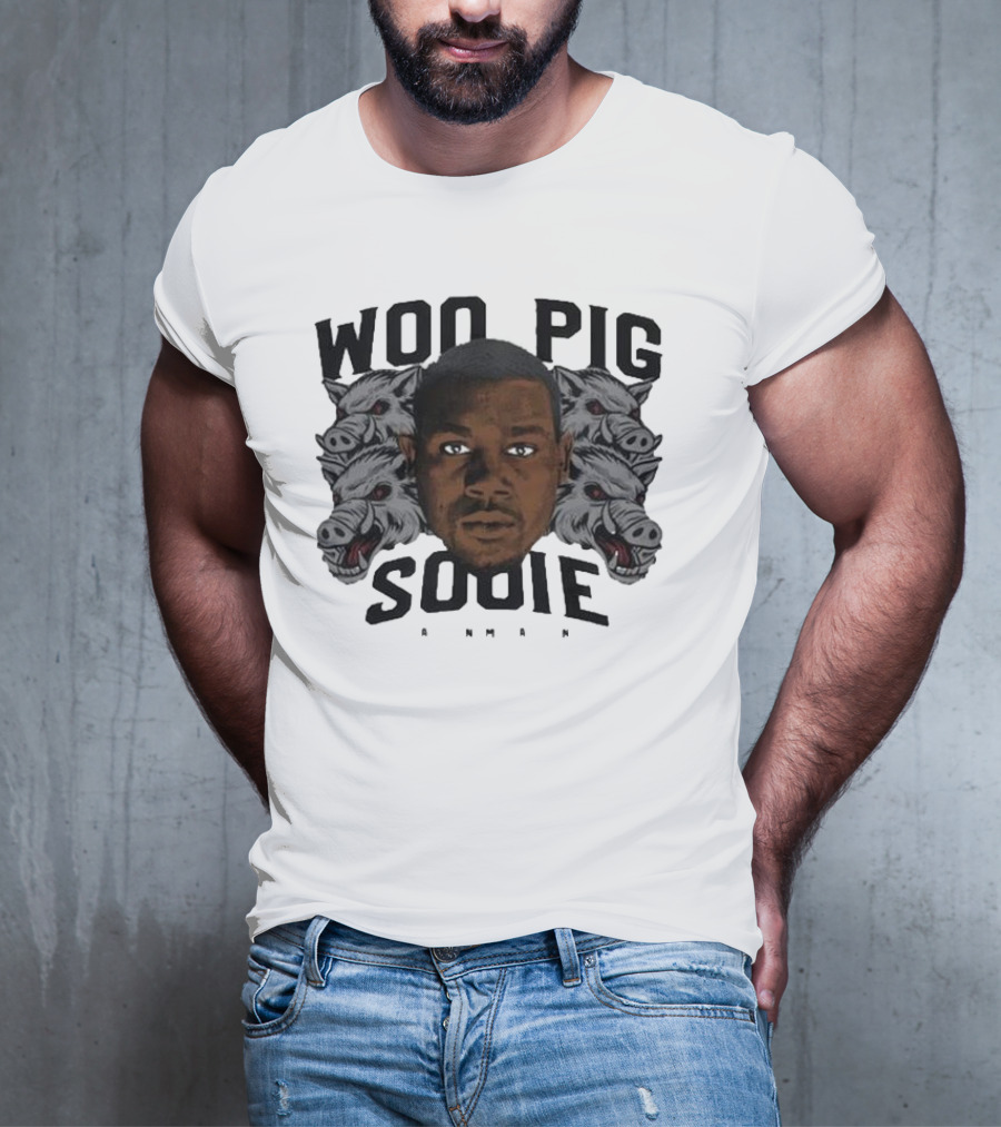 Woo Pig Sooie Darren McFadden Portrait With Razorback Heads T-Shirt