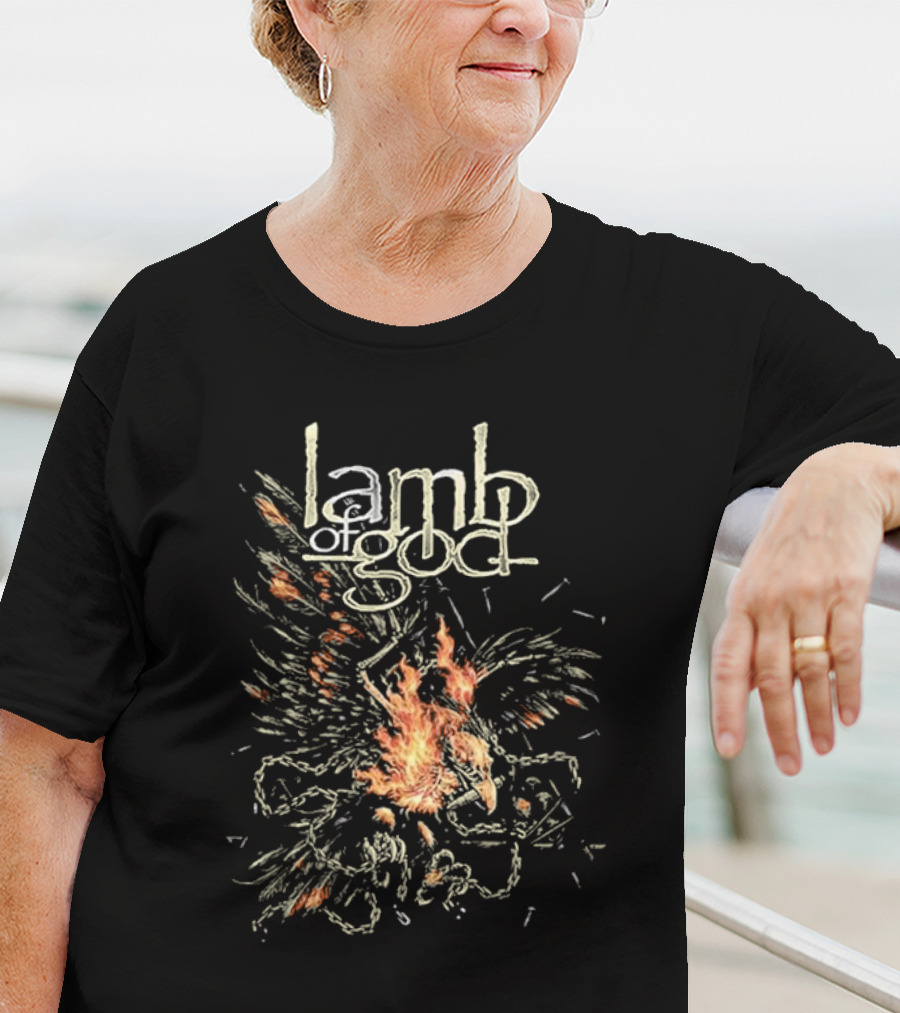 Lamb Of God Flaming Phoenix With Chains T-Shirt