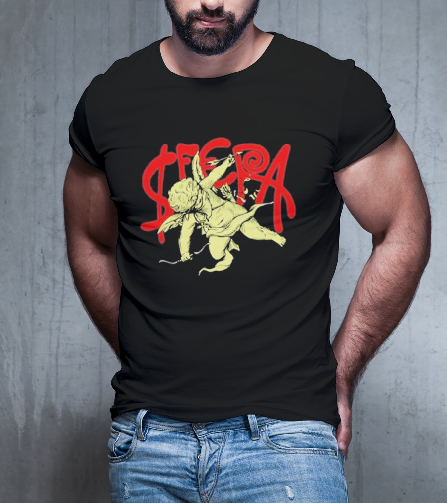 Sfera Ebbasta Cupido Cherub Red Lettering T-Shirt