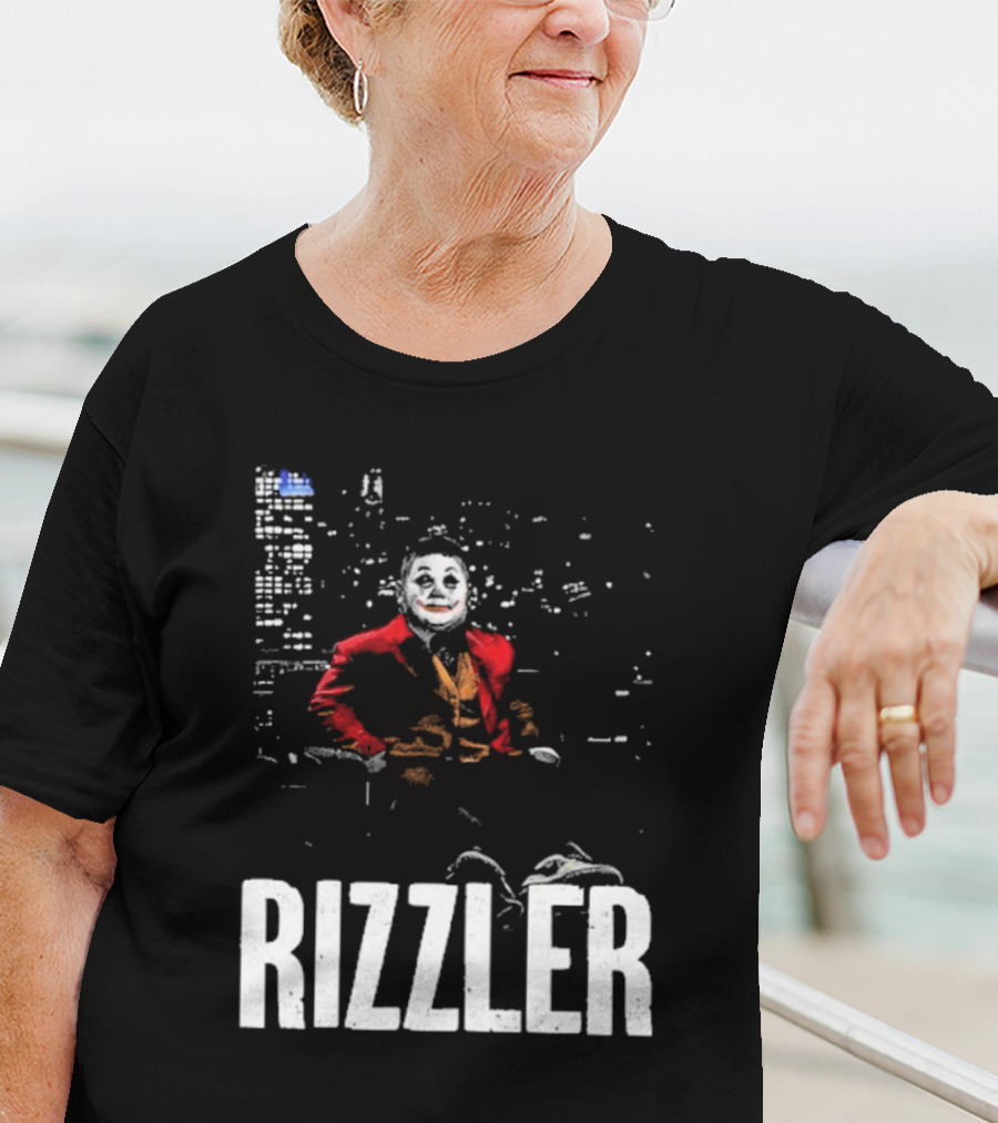 Rizzler Shitheadsteve Joker Style Cityscape Background T-Shirt