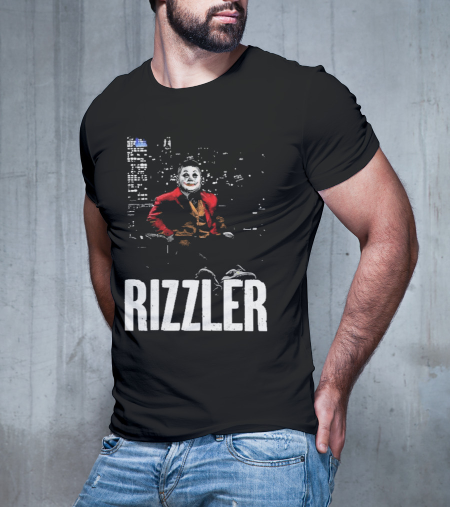 Rizzler Shitheadsteve Joker Style Cityscape Background T-Shirt