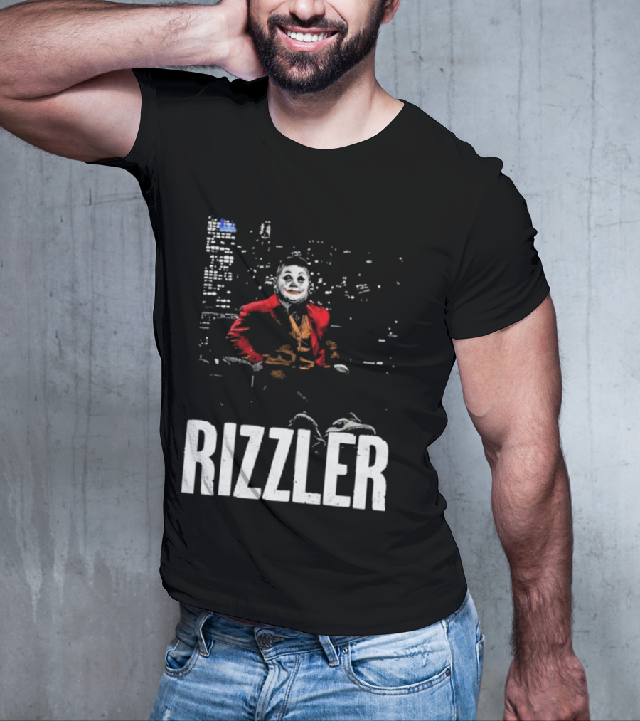 Rizzler Shitheadsteve Joker Style Cityscape Background T-Shirt