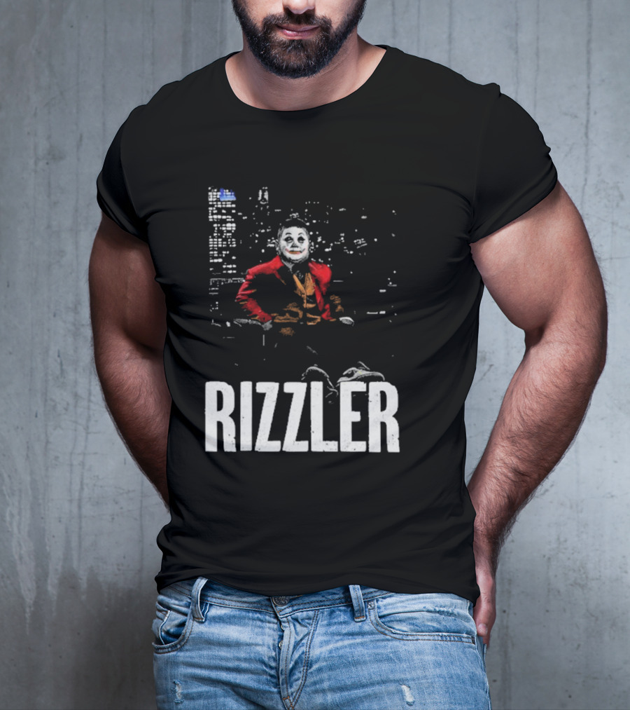 Rizzler Shitheadsteve Joker Style Cityscape Background T-Shirt