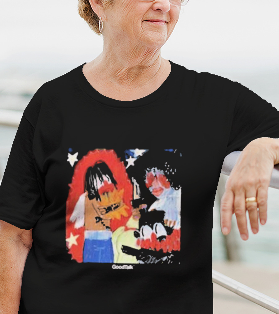 Gigi Goodtalk Skaiwater Artwork With Stars And Cartoon Figures T-Shirt